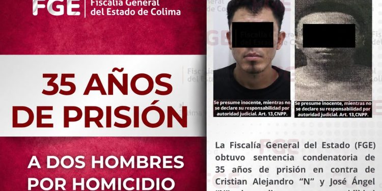 FGE.  35 años de prisión a dos hombres por homicidio calificado