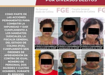 FGE. Cumplimenta Fiscalía seis órdenes de aprehensión por diversos delitos