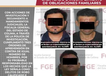 Fiscalía General del Estado cumplimenta tres órdenes de aprehensión por robo calificado e incumplimiento de obligaciones familiares
