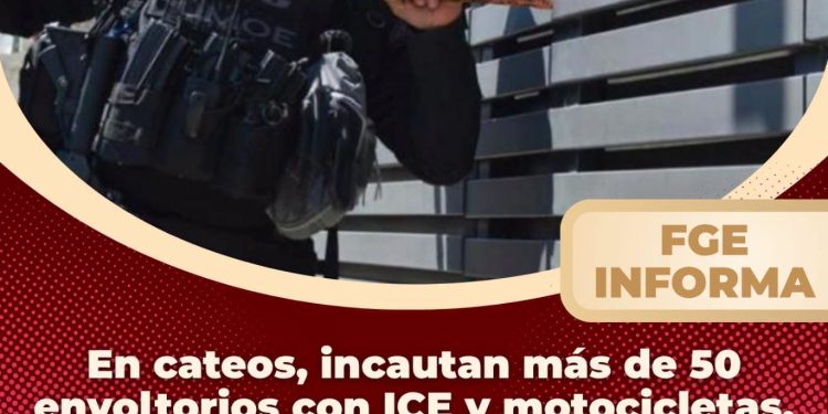 En cateos, incautan más de 50 envoltorios con ICE y motocicletas, además, detienen a cuatro personas y menor de edad