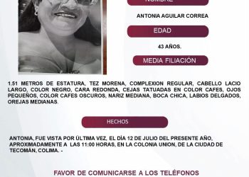El Protocolo Estatal Alerta Alba, solicita su apoyo y colaboración para difundir los datos de esta persona que no ha sido localizada.