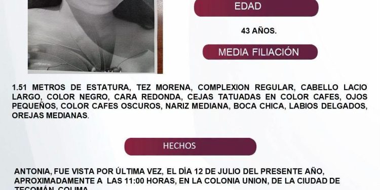 El Protocolo Estatal Alerta Alba, solicita su apoyo y colaboración para difundir los datos de esta persona que no ha sido localizada.