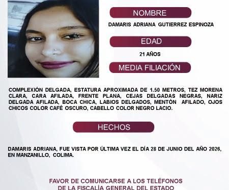 El Protocolo Estatal Alerta Alba, solicita su apoyo y colaboración para difundir los datos de esta persona que no ha sido localizada.