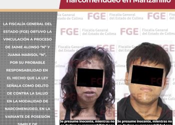 Fiscalía obtiene vinculación a proceso de dos personas por narcomenudeo en Manzanillo