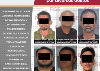 FGE cumplimenta 6 órdenes de aprehensión por diversos delitos