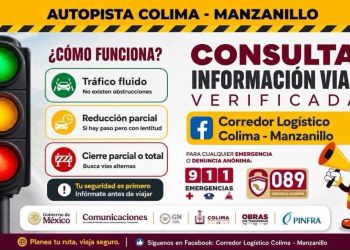 Cuando viajes por la autopista Colima-Manzanillo, o en sentido inverso, te recordamos que la página rutasalternas.col.gob.mx está disponible para consultar el estado del tráfico en tiempo real y evitar contratiempos en tu trayecto.