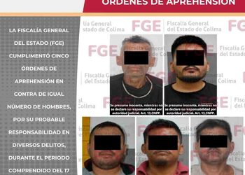 FGE, lleva ante la justicia a cinco personas con órdenes de aprehensión