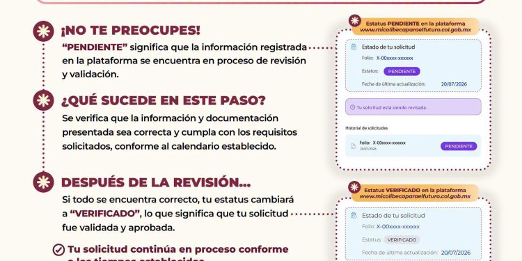 Si tu estatus en #MiColiBecaParaElFuturo aparece como PENDIENTE, significa que tu información todavía está siendo revisada.