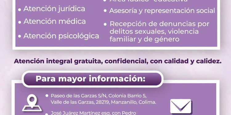 Centro de Justicia para las Mujeres brinda atención integral y gratuita a mujeres víctimas de violencia en Colima
