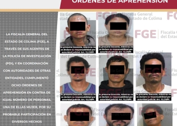 Siete hombres y una mujer son detenidos mediante órdenes de aprehensión