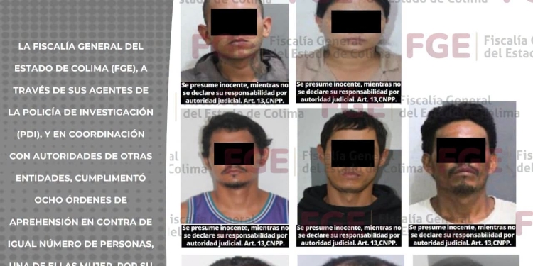 Siete hombres y una mujer son detenidos mediante órdenes de aprehensión