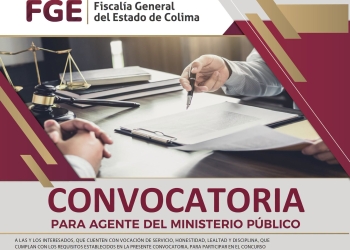 La Fiscalía General del Estado te invita a que participes en la CONVOCATORIA para AGENTE DEL MINISTERIO PÚBLICO.