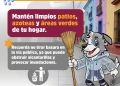 En esta temporada de lluvias, mantén limpios patios, azoteas y áreas verdes. Evita tirar basura en la vía pública para prevenir obstrucciones e inundaciones.