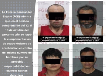 FGE-Ejecuta Fiscalía acciones operativas y detiene a cuatro sujetos con mandamientos judiciales
