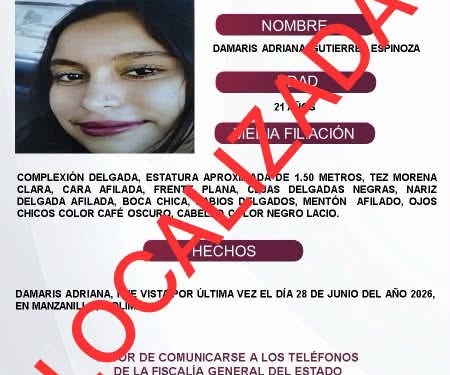 Damaris Adriana ya fue localizada.