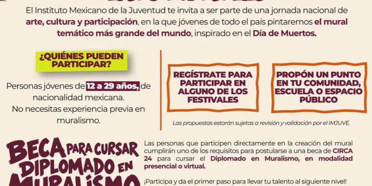 EL GOBIERNO DE MÉXICO CONVOCA A LAS Y LOS JÓVENES A CREAR EL MURAL TEMÁTICO MÁS GRANDE DEL MUNDO E IMPULSA LA FORMACIÓN DE UNA NUEVA GENERACIÓN DE MURALISTAS MEXICANOS